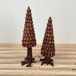 Dept 56 Heritage‎ Village Set of 2 Pine Cone Trees Brown Resin 52213 Christmas